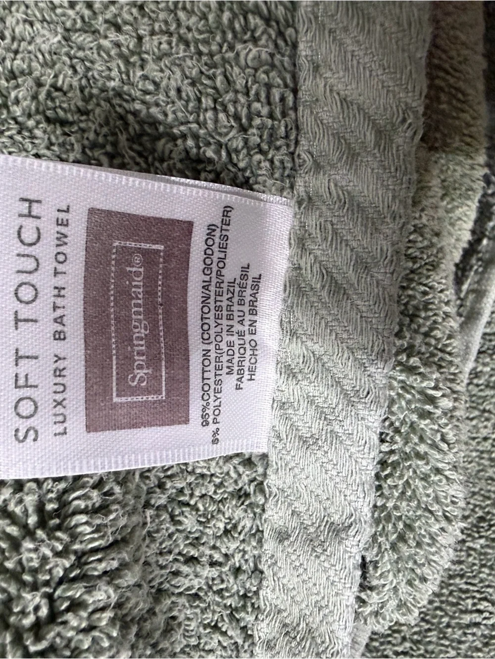 Springmaid Soft Touch Luxury Bath Towel - Sage Green 25”x50” vtg